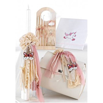 Σετ βάπτισης τσάντα με μονόκερο  ΣΕΤ ΒΑΠΤΙΣΗΣ ΚΟΡΙΤΣΙ